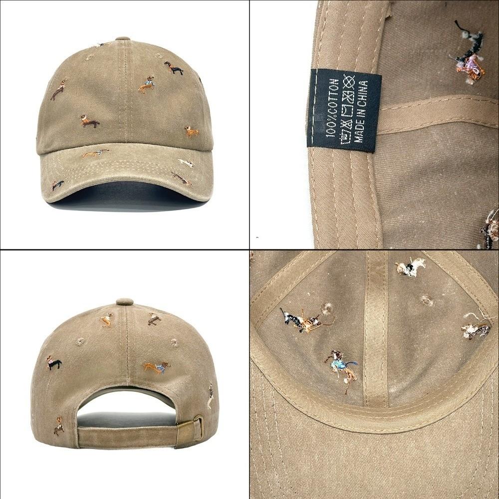 Soft Embroidery Puppy Cap Washed Duckbill Cap Versatile Distressed Baseball Cap Outdoor Leisure