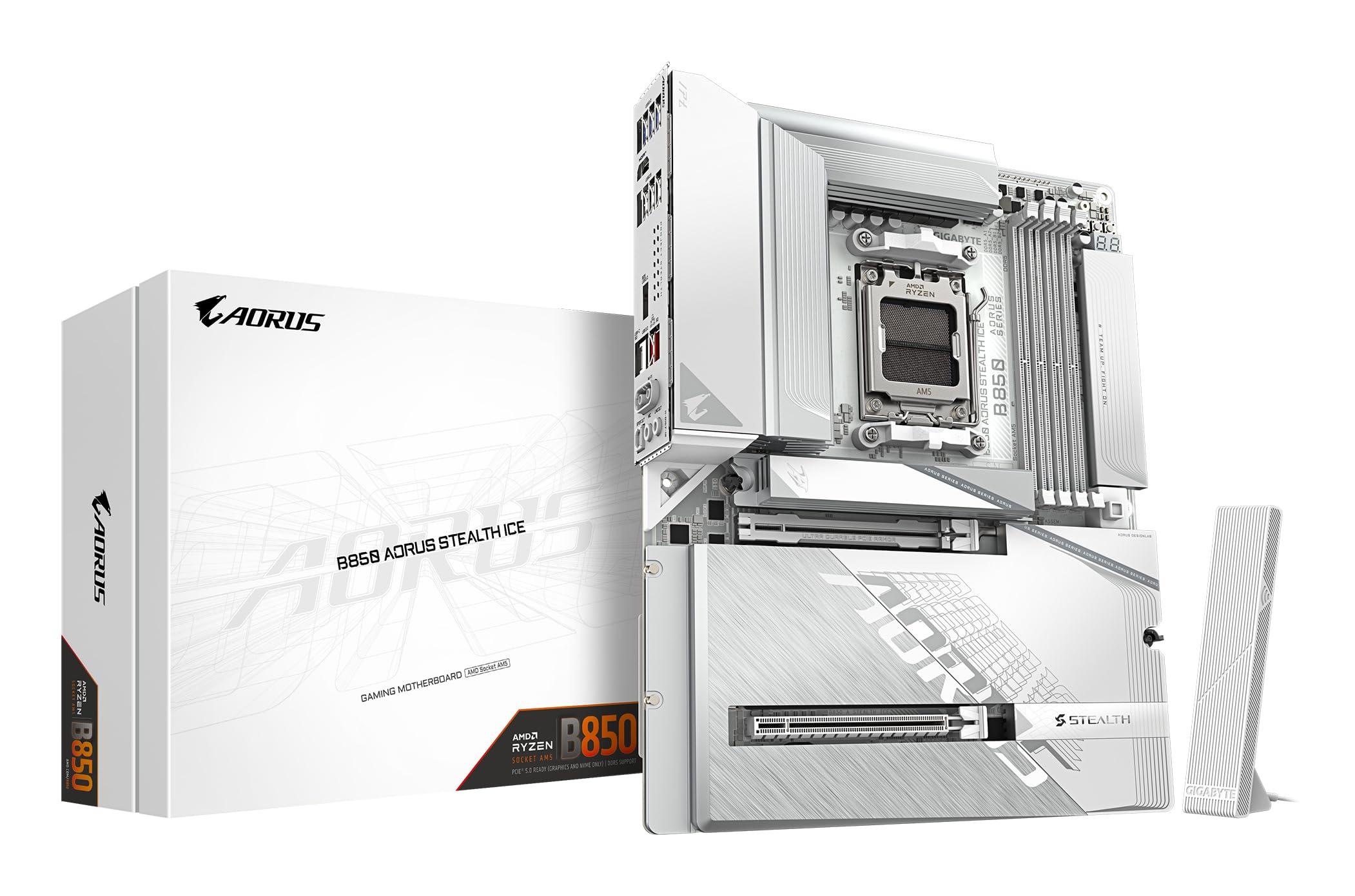 GIGABYTE B850 AORUS Stealth Ice Mainboard – Unterstützt AMD Ryzen 9000 Serie CPUs, digitales 14+2+2 Phasen VRM, bis zu 8200 MHz DDR5 (OC), 2 x PCIe 5.0 + 2 x PCIe 4.0 M.2, Wi-Fi 7, 5 GbE LAN - Bild 7