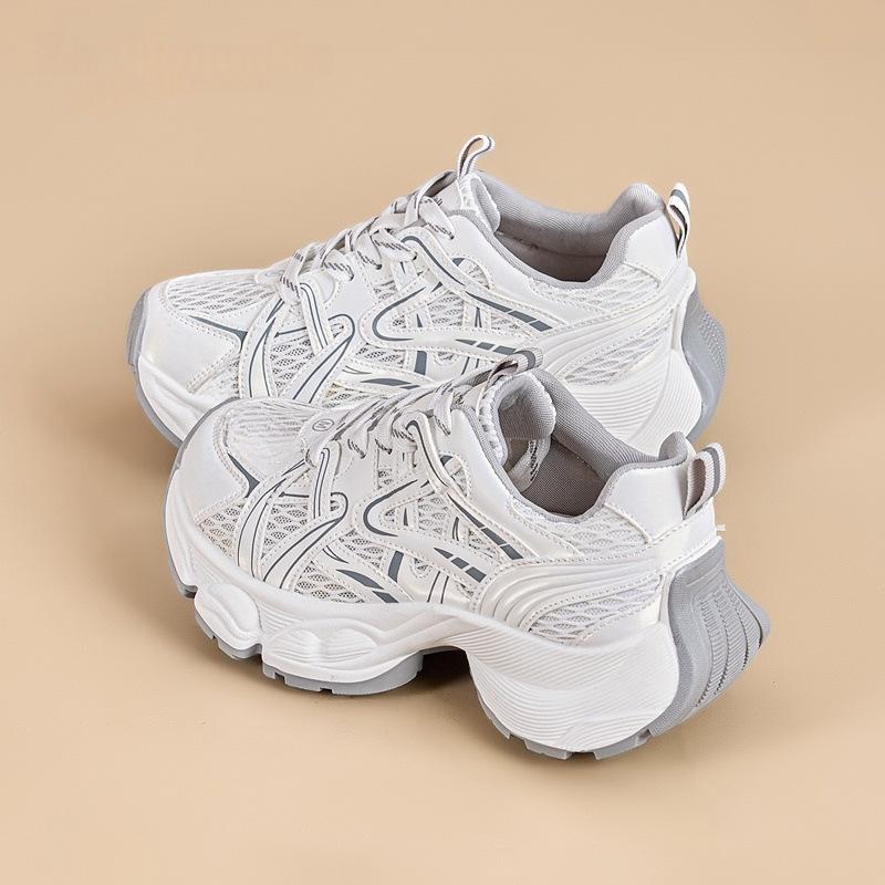 

Korean version of campus style platform dad shoes girl 2025 summer thin mesh breathable sports shoes student versatile board shoes 40 белый