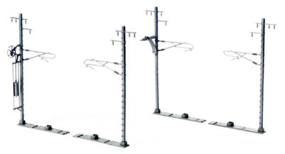KATO N Gauge Single Track Wide Overhead Line Pillar Silver 20 Pieces 23-066-2 Railway Model Supplies