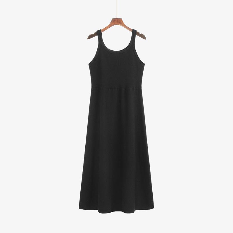 

Плюс Размер Женский U-образный вырез снизу Трикотажный Сарафан Свободного Покроя XXXL чёрный