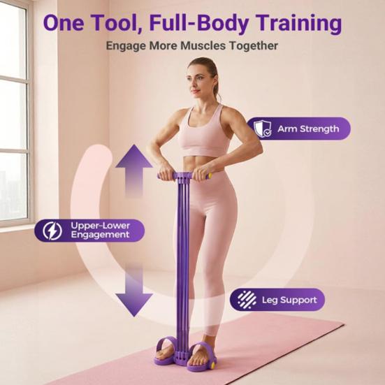 Pedal Resistance Band with Handle 6-Tube Pedal Ankle Puller Multifunction Abdomen Waist Arm Legs Stretching Training Pedal Workout Band