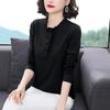 Women's Long-Sleeve Stand-Up Collar T-Shirts with Ruffled Collars, Loose Fit, Large Size - Perfect for Spring and Autumn