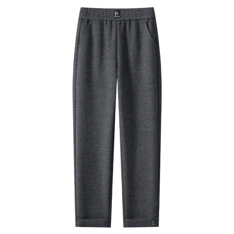 Women's 2024 Gray Wool Sycamore High-Waist Nine-Point Straight-Leg Harem Pants