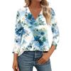 Women's 3/4 Sleeve Shirts V Neck Print Tops Casual Tops Basic Tees Blouse Loose Tops
