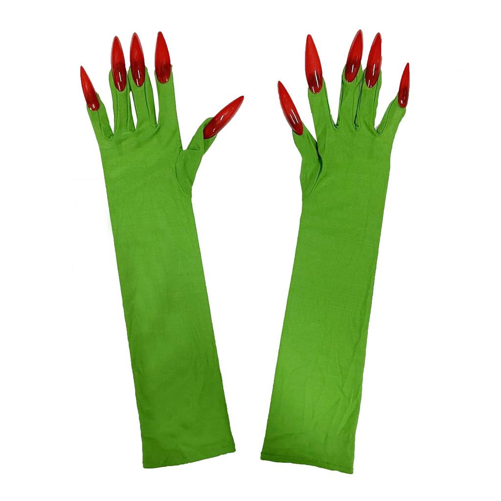 

Green Long Nail Gloves With Pointed Claws For Cosplay And Themed Events