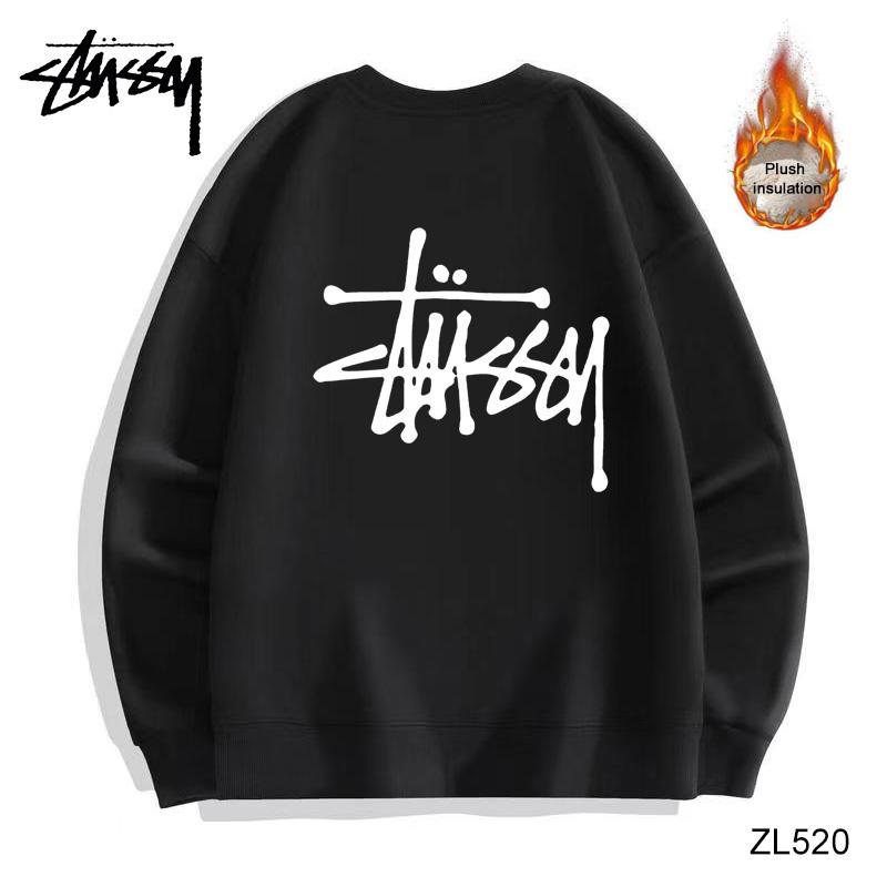 

Stussy, осенне-зимний утолщенный высококачественный хлопковый флисовый теплый флисовый свитер с буквенным принтом и круглым вырезом
