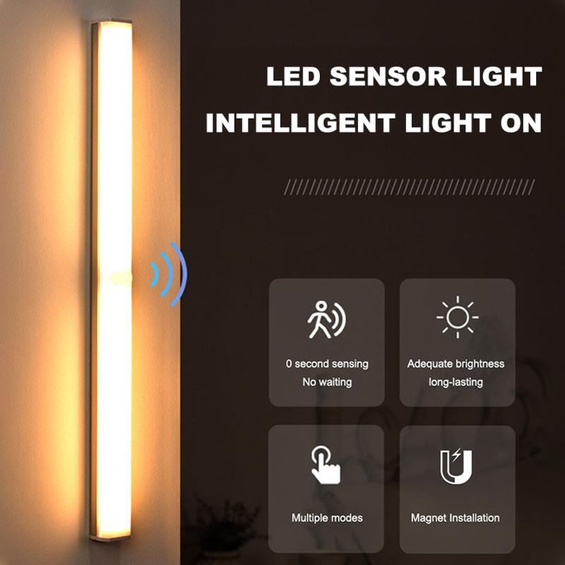 Rechargeable Motion Sensor LED Night Light Wireless Under Cabinet Lamp PIR Smart Closet Light for Kitchen Wardrobe Stairs Bedroom Home Decor