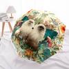 Persian Cat and Plant pattern, automatic folding umbrella, portable and foldable design, 8 ribs, a Christmas or birthday gift.