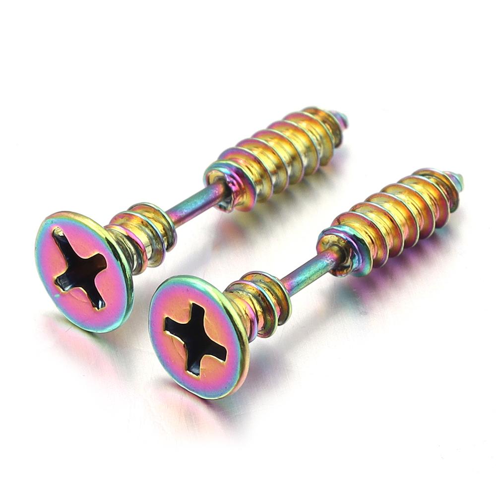 1 Pair Unisex Women Men Earrings Stainless Steel Piercing Nail Screw Stud Earrings Punk Rock Helix Ear Piercings Spiral Jewelry