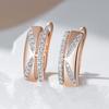 Luxury Shiny Natural Zircon Square Drop Earrings For Women  Rose Gold  Color Mix Design Bride Daily Fine Jewelry