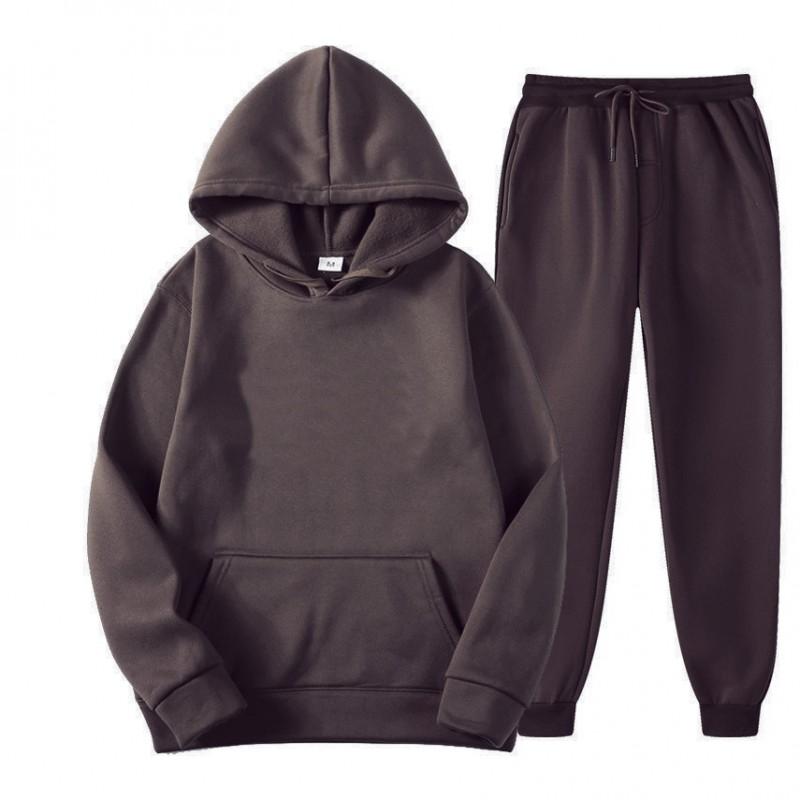 Einfarbiges Hoodie-Set Herren Damen Freizeit-Sportbekleidung Schlichtes Sweatshirt Jogginghose