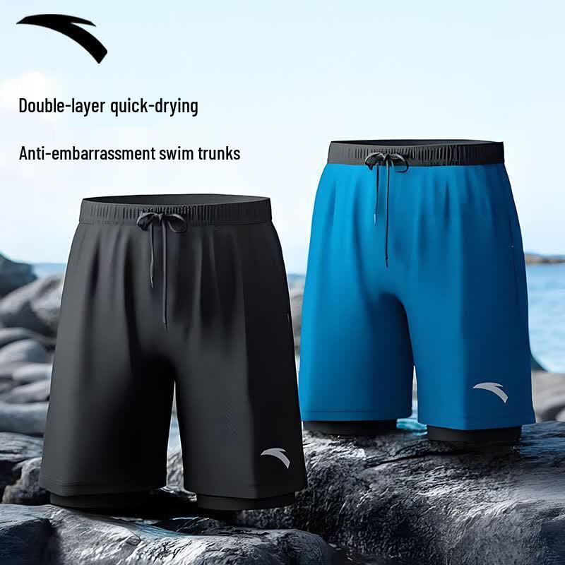 ANTA Men's Double-Layer Quick-Dry Amphibious Swim Shorts