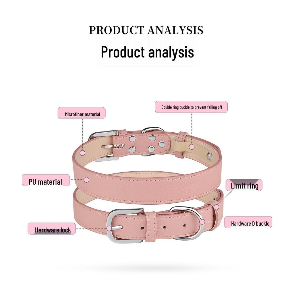 Adjustable Anti-Choke Solid Color PU Leather Pet Collar & Neckerchief for Dogs and Cats