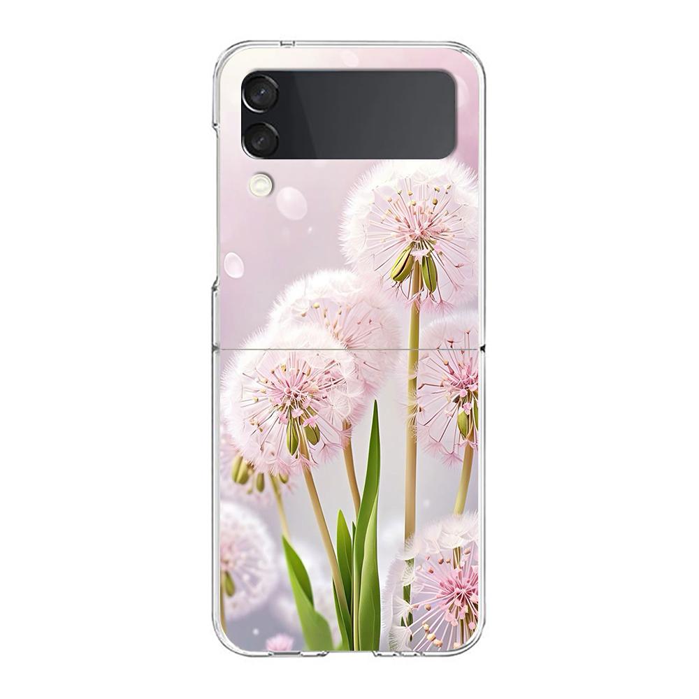 

Чехол для телефона Samsung Galaxy Z Flip 6 5 4 Прозрачный для Samsung Z Flip 3 Жесткий ПК Складной корпус Цветок Fundas Capas Сумка Samsung Z Flip