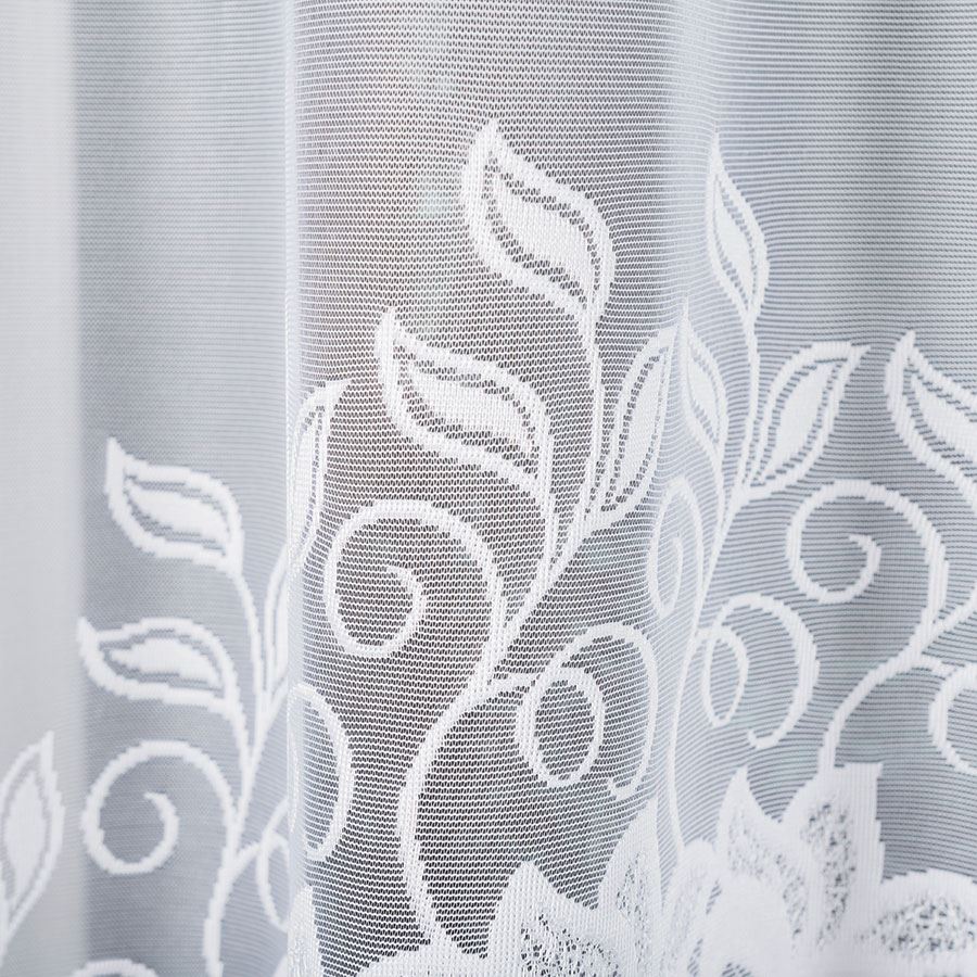 Bastia - Ready-Made Jacquard Curtain With A Cut At The Bottom - 300X180 Cm - White