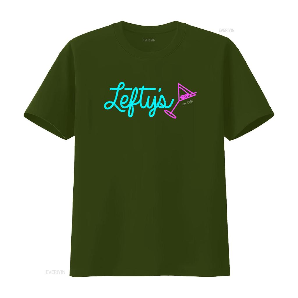 Leftys Bar T Shirt Logo Leisure Symbol Suit Sign Game Larry Games Gaming 1987 Est vintage Washed Soft streetwear Slightly