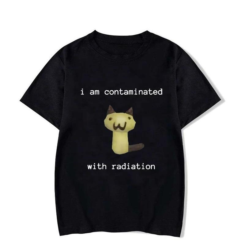 

I Am Contaminated with Radiation Funny Cat Meme Tshirt Short Sleeve Unisex Women Vintage T Shirt Male T Shirts 2026 New Summer S