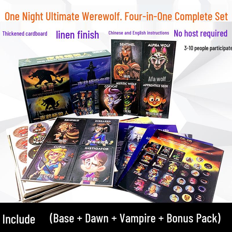 One Night Ultimate Werewolf: Dawn Bonus Edition - Complete Set with Vampire Cards for Adult Casual Murder Mystery Game