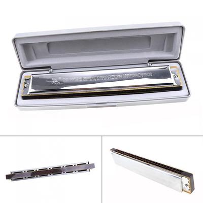 28 otworów Complex Tone Silver Harmonica Diatonic Blues Harp Mouth Organ z plastikowym pudełkiem dla początkujących