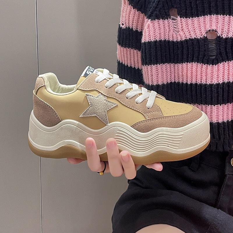 

Женские кроссовки Bread на толстой подошве в британском стиле — весна 2024 г. Увеличивающие рост классические универсальные кроссовки YZ-502 37 бежевый