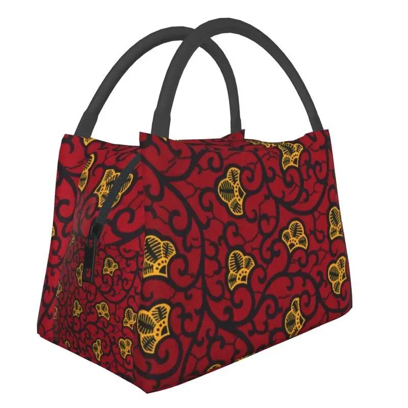 Colorful African Ankara Pattern Thermal Insulated Lunch Bags Women Geometric Lunch Container for Office Outdoor Meal Food Box