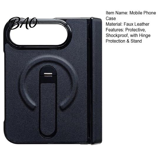 Folding Phone Case with Screen Protector Faux Leather for iPhoneDuo, Protective Cover Hinge Protection, Scratch Resistant Shell Magnetic Built-in And