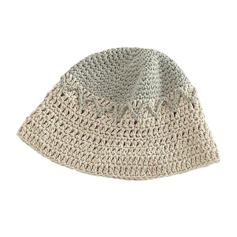Elegant Waves Bucket Hat Handwoven Breathable Crochet Hat Holiday Decors Vacation Hat Western Cloches Style