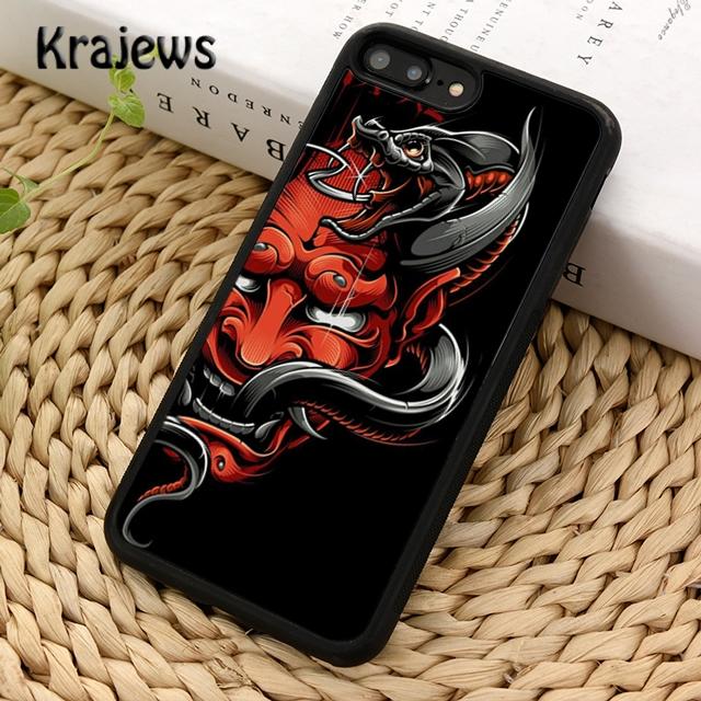 Krajews Japanese Oni Hannya Demon Mask Phone Case For iPhone 17 Air 16 15 14 plus 11 12 13 pro max coque