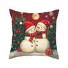 4 Pieces Christmas Pillow Covers Polyester 18x18 Inches Santa Snowman Reindeer Prints for Home Holiday Decoration