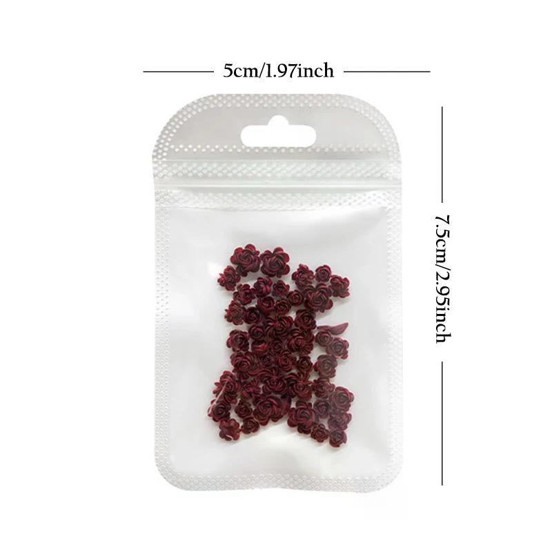 50pcs Red Rose Nail Art Charms 3d Leaves Flowers Nail Decorations Accessories For Nails Diy