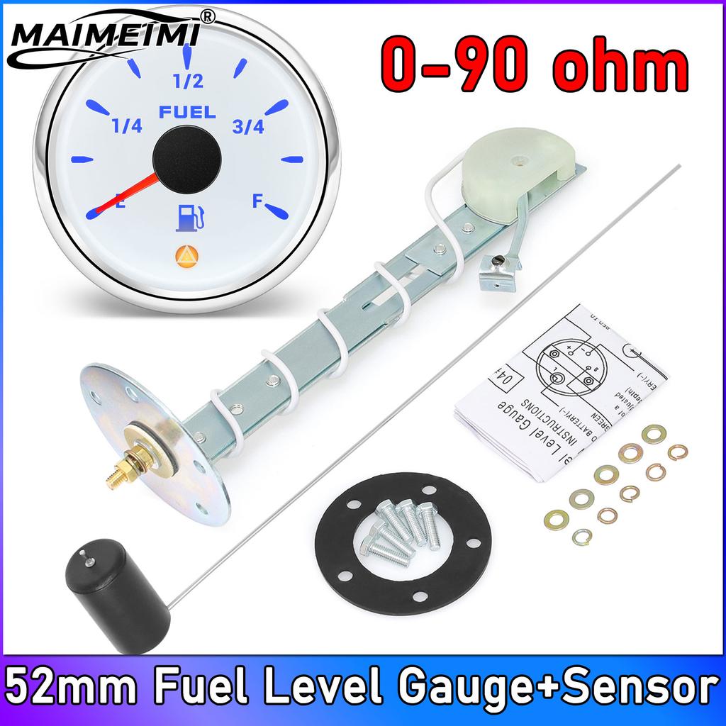 52mm Fuel Level Gauge With Alarm 7 Colors Backlight Pointer Oil Tank Meter 0-190Ohm For Auto Marine Boat Car 12V 24V Fuel Tank