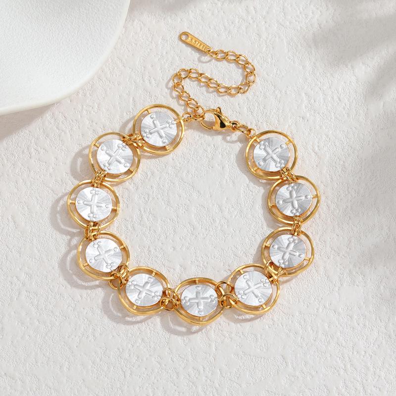 Newins 18k Gold Stainless Steel Geometric Daisy Bracelet - Elegant Niche Design for Women