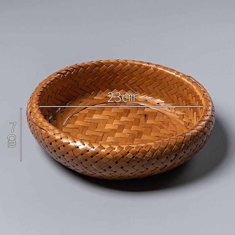Handwoven Bamboo Retro Snack Basket and Plate for Picnic and Storage