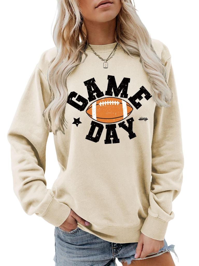 Colorful Football Letter Crewneck Sweatshirt - Game Day Long Sleeve Casual Wear
