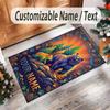 Teddy Bear Theme Crystal Velvet Rug Personalized Custom Name Text Soft Floor Mat Home Decor