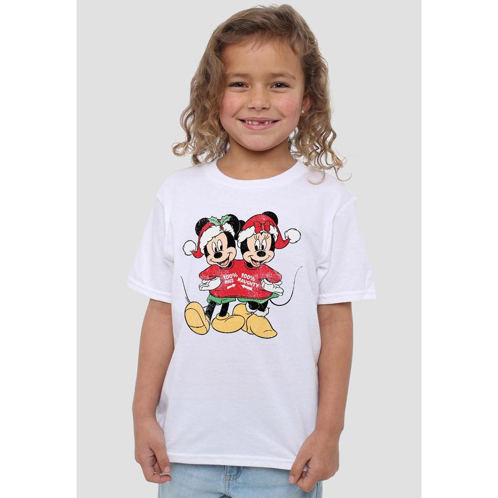 Disney Childrens/Kids Mickey & Minnie Mouse Christmas Sweater T-Shirt