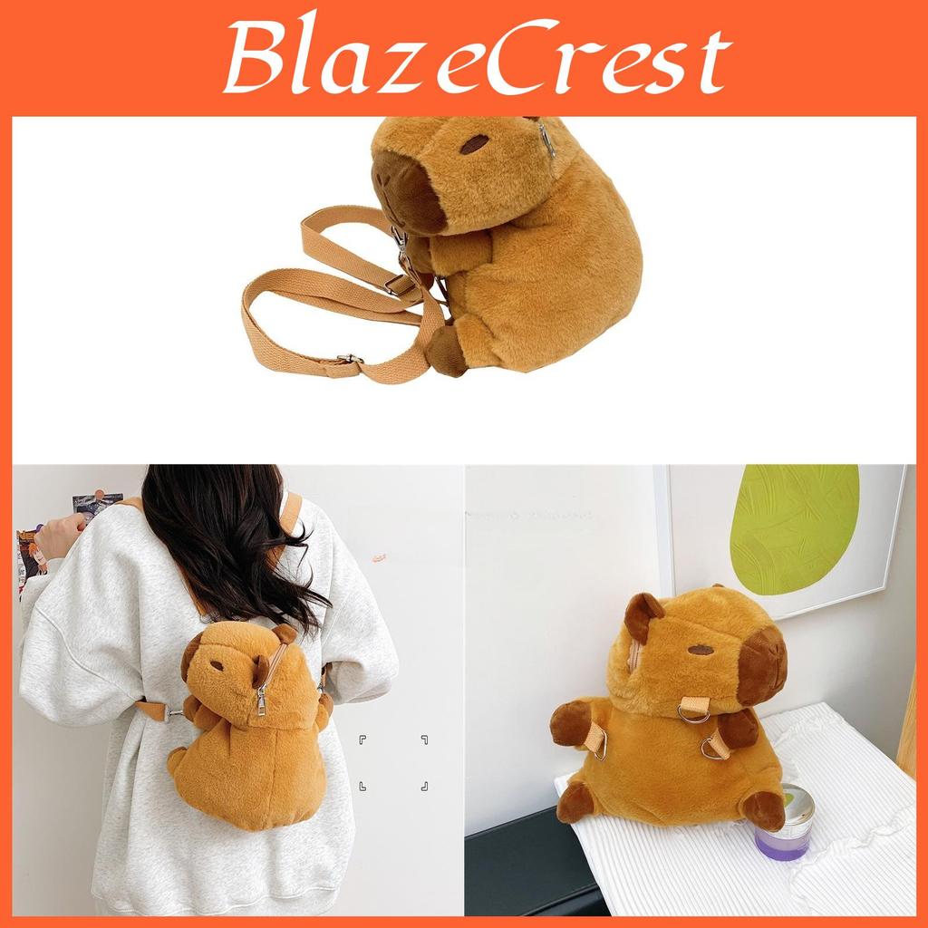 Capybara Plush Water Animal Backpack With Zipper Closure For Casual Daily Use