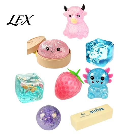 Safe Stress Relief Toy 8Pcs Sugar Squeeze Toys, Soft TPR Fidget Ball for Adults, Anxiety Calming Sensory Party Gift Relaxation For Adults