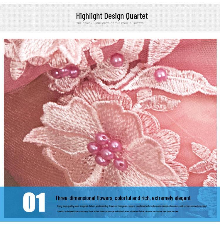 Colored Yarn Student Art Puffy Skirt 2025: New Style Host Evening & Performance Dress for Women