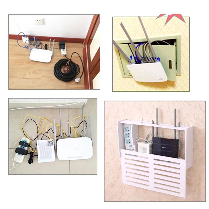 Wall Mounted Storage Boxes No Drill Cable Router Storage Boxes Shelf Wall Hangings Bracket Cable Organizer Wire Storage Boxes