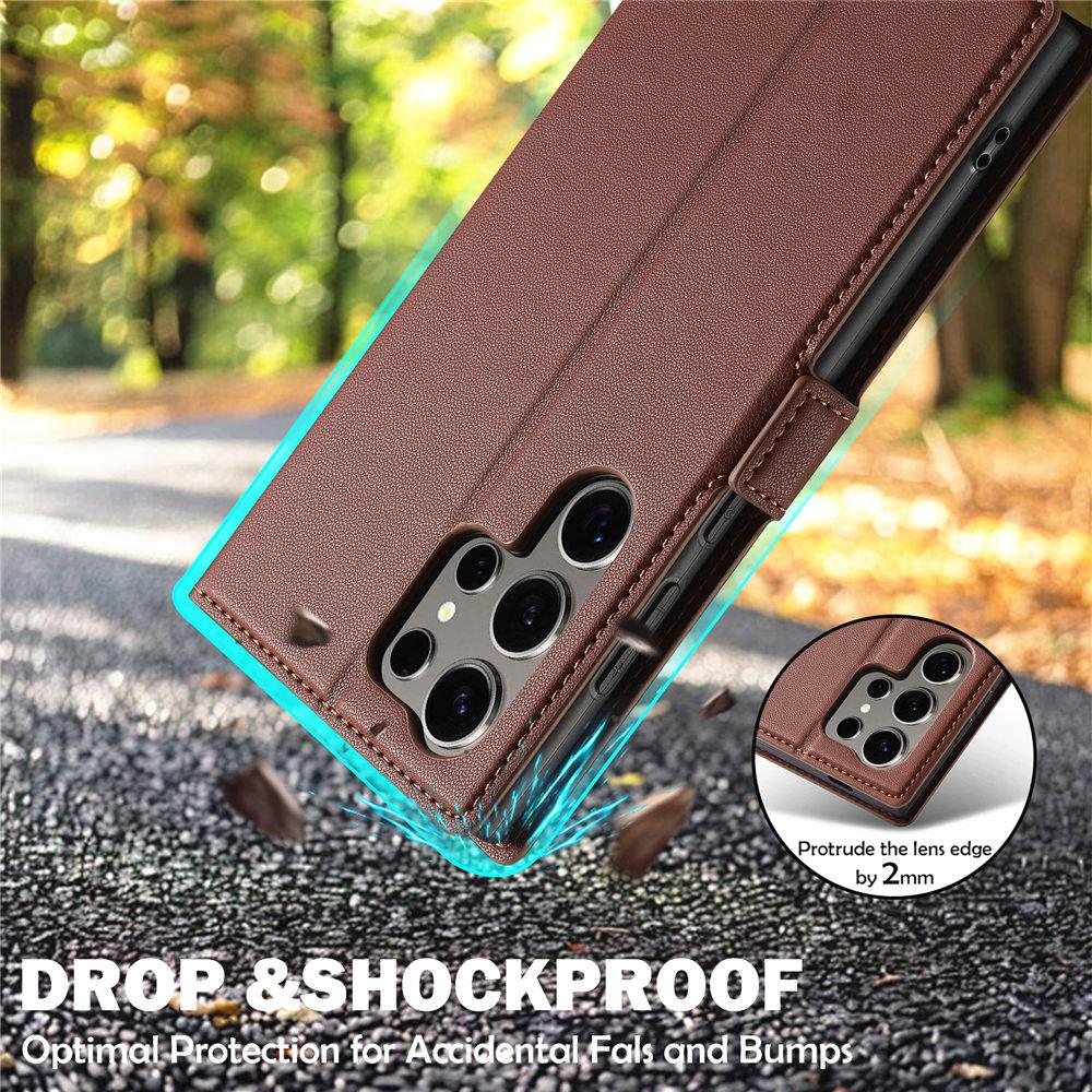 Flip Wallet Lederhülle für Samsung Galaxy S25 Edge S24 S23 S22 Ultra S21 Plus S20 FE Handyhülle Kartenfach Ständerhalter Coque