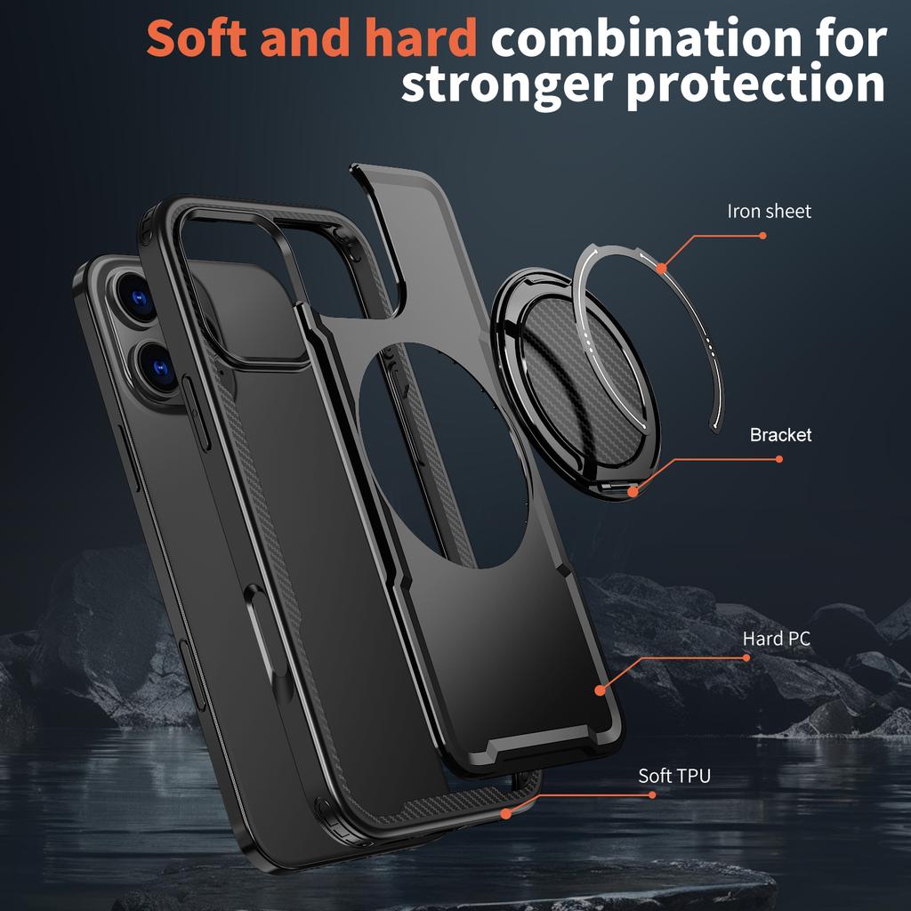 For iPhone 16 Pro Max Case Compatible with MagSafe TPU+PC Kickstand Phone Cover