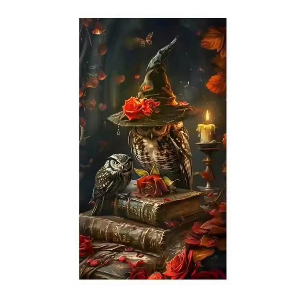 5D DIY Diamond Painting Cross Stitch Kit - Fantasy Magic Books Design, Full Round Diamond Mosaic for Home Decoration