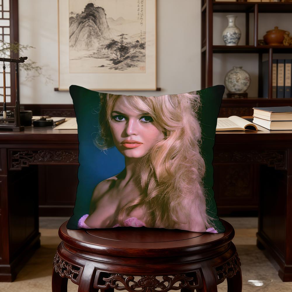 B-Brigitte Model B-Bardot Cushion Cover Birthday Anniversary Gifts Double Sided Printed Zipper Cushion Cover Soft Skin Bedding