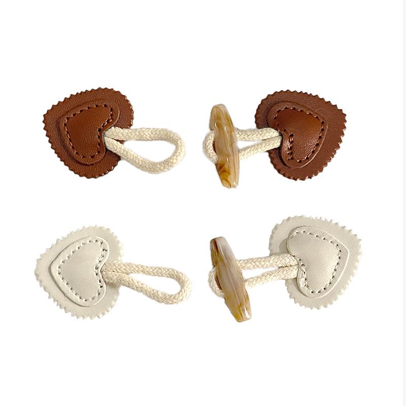 4Pairs Rope Leather Pair Button for Sewing Supplies Coat Sweater Cardigan Belt Buckle Handwork Clothing Decoration