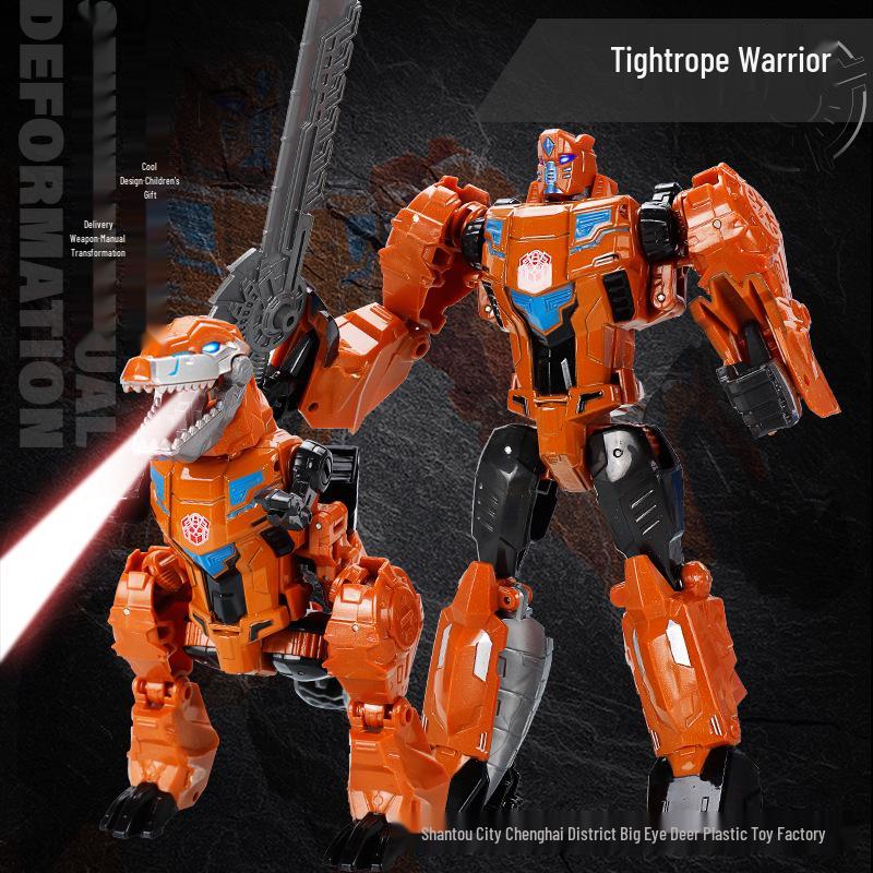 Transforming Triceratops Robot: Toy Tyrannosaurus Rex with Weapons