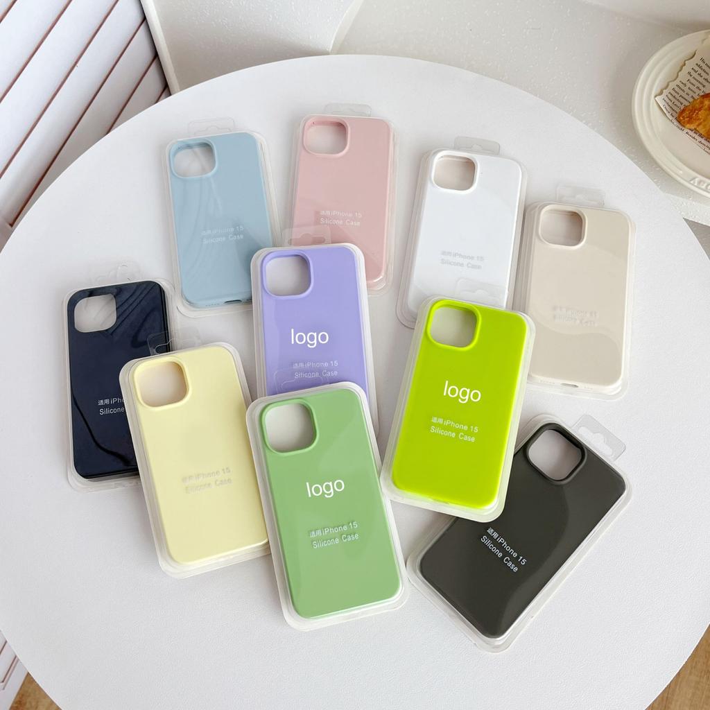 Silicone Líquido de Alta Qualidade para Capa de Celular IPhone 15 Cor Sólida Totalmente Envolvente para Capa Protetora IPhone 14 Promax