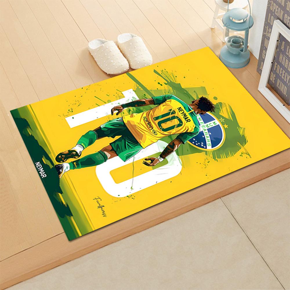 Brazilian Football Stars rug for living rooms, bedrooms, home décor, and as gifts.
