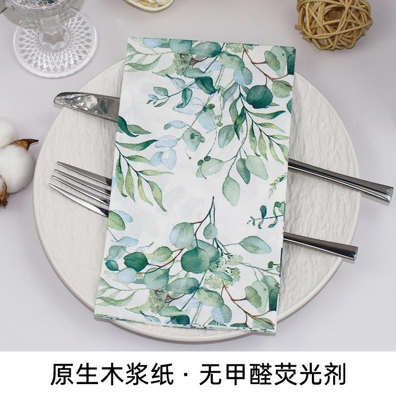 20Pcs/pack 33x40cm Green Leaf Printed Napkins Home Dining Rooms Hotels Restaurants Party Decorations Disposable Tissues